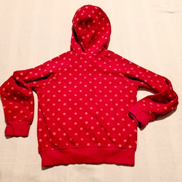 Gymboree girls size 5/6 Outlet red with pink dots full zip fleece sweater - Picture 2 of 4